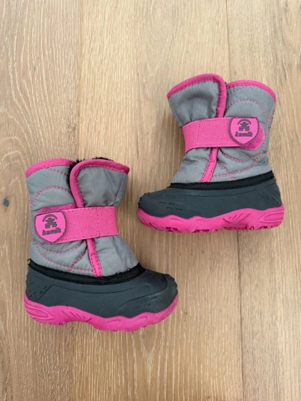 Kamik Snow Boots Toddler 5 Snowbug5 Pink Gray Black Magenta Faux Fur Kids